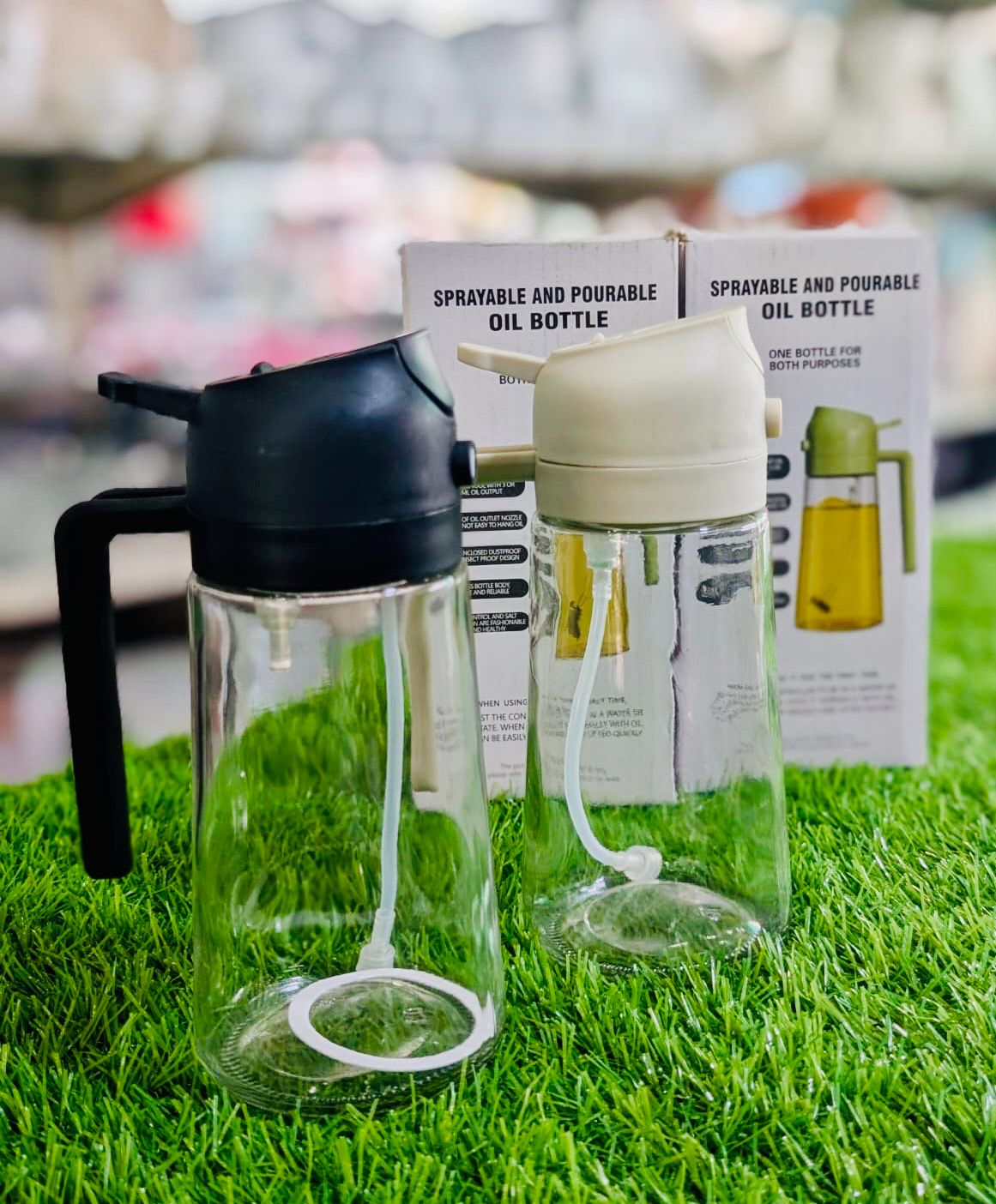 2-in-1 Spray & Pour Oil Bottle – Refillable Oil Dispenser for Kitchen, Air Fryer & BBQ