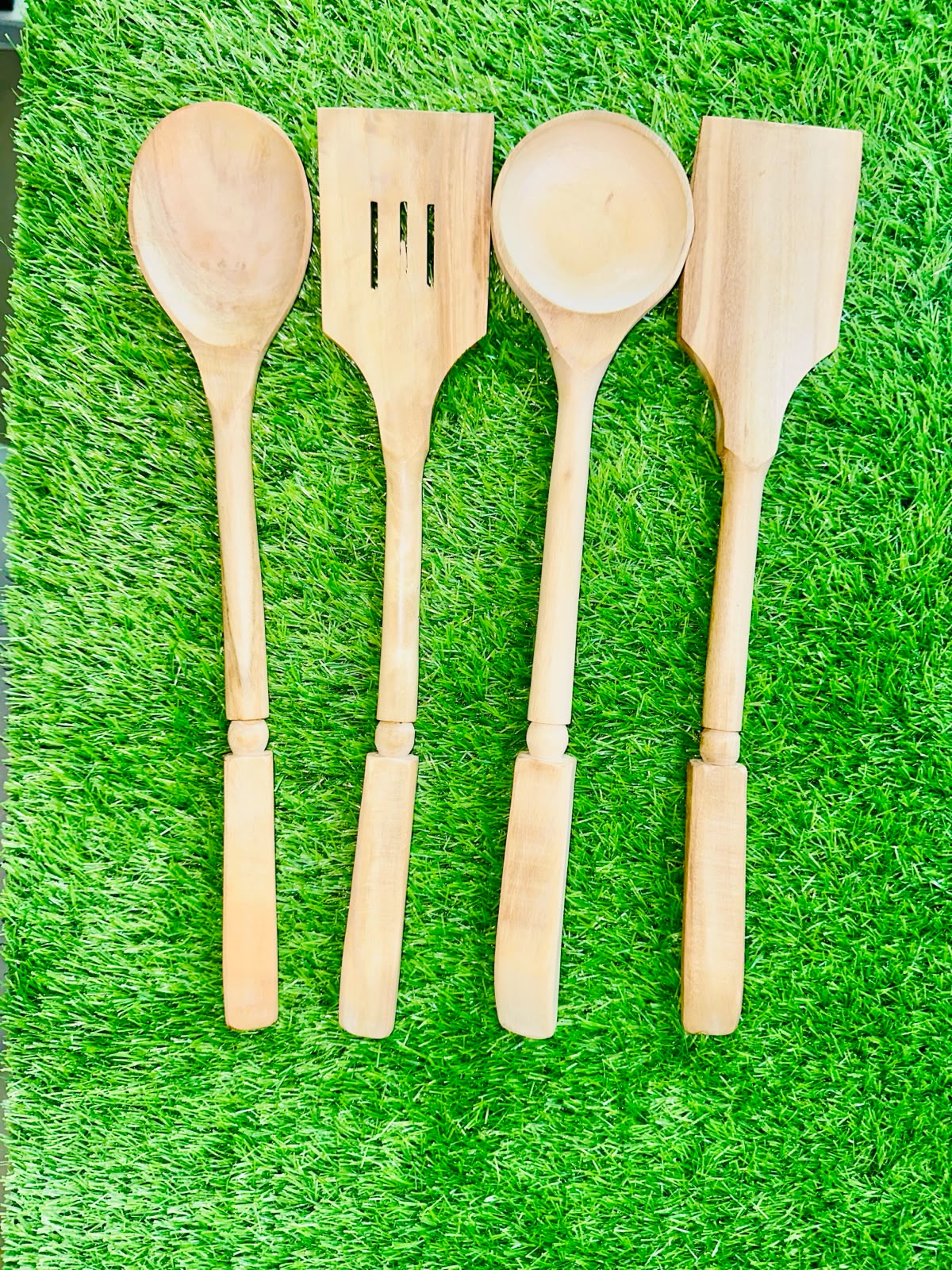 Premium Wooden Cooking Utensil Set with Holder (5 Pieces)