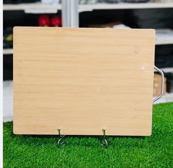 Premium Wooden Cutting Board with Stainless Steel Handle