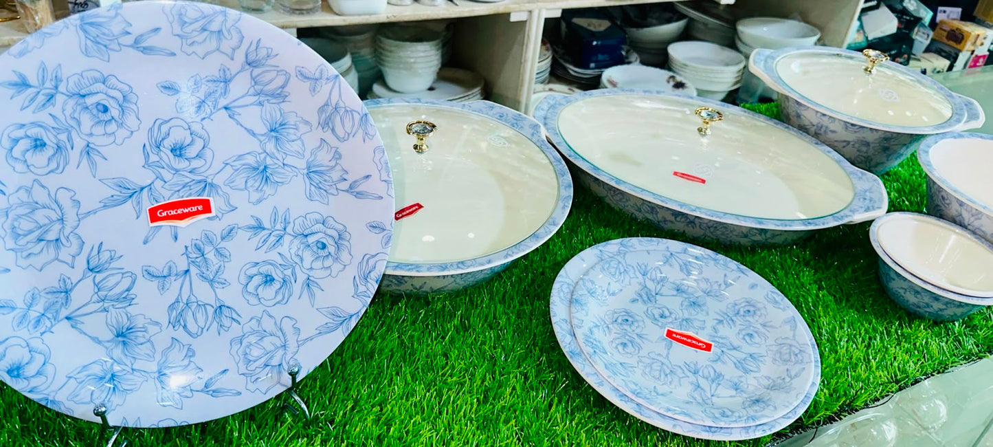 Premium Full Print Melamine Dinner Set – 88 Pieces