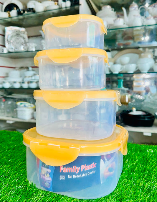 4-Piece Plastic Food Storage Bowl Set with Locking Lids – Airtight Kitchen Storage Containers