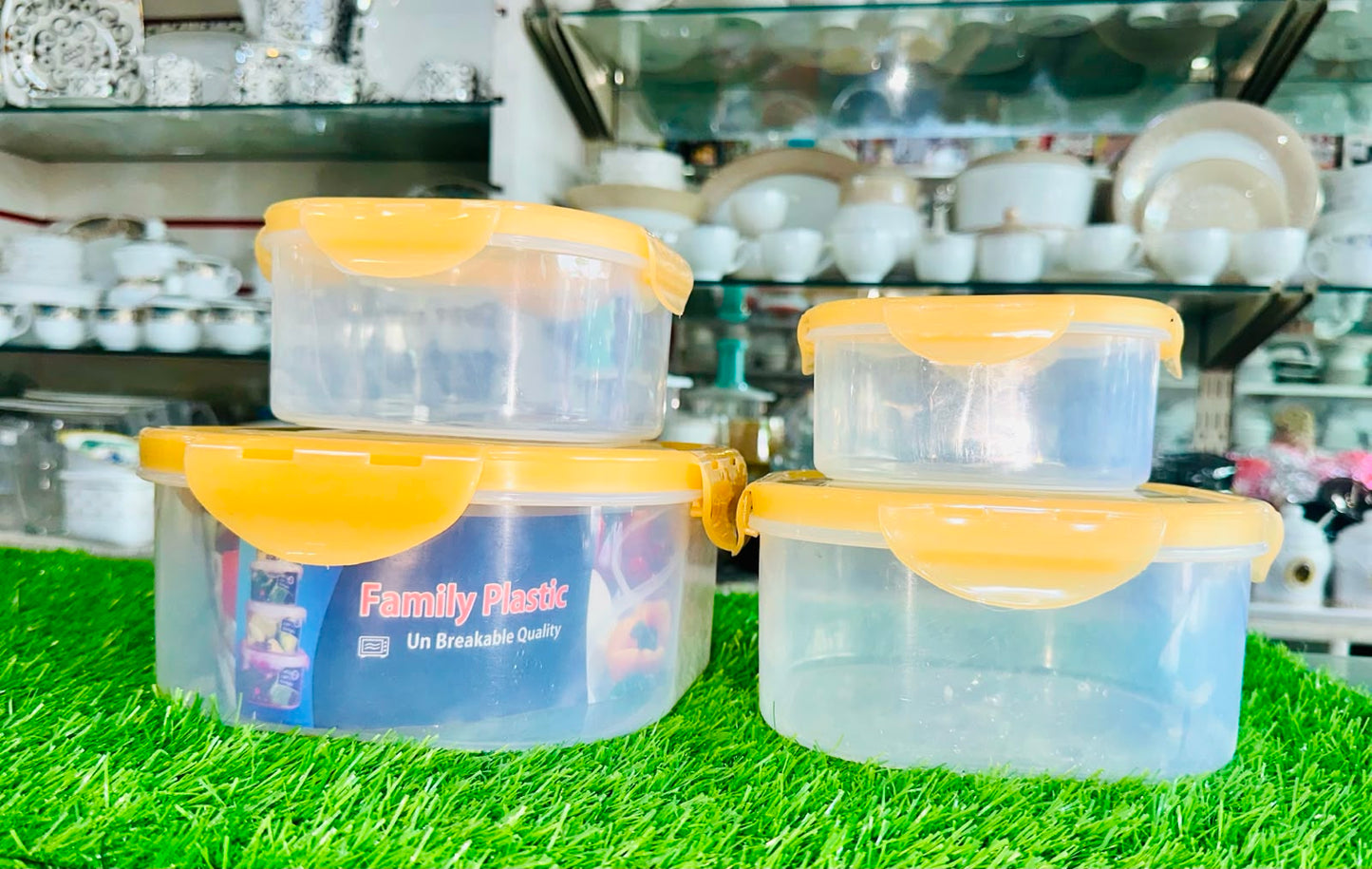 4-Piece Plastic Food Storage Bowl Set with Locking Lids – Airtight Kitchen Storage Containers