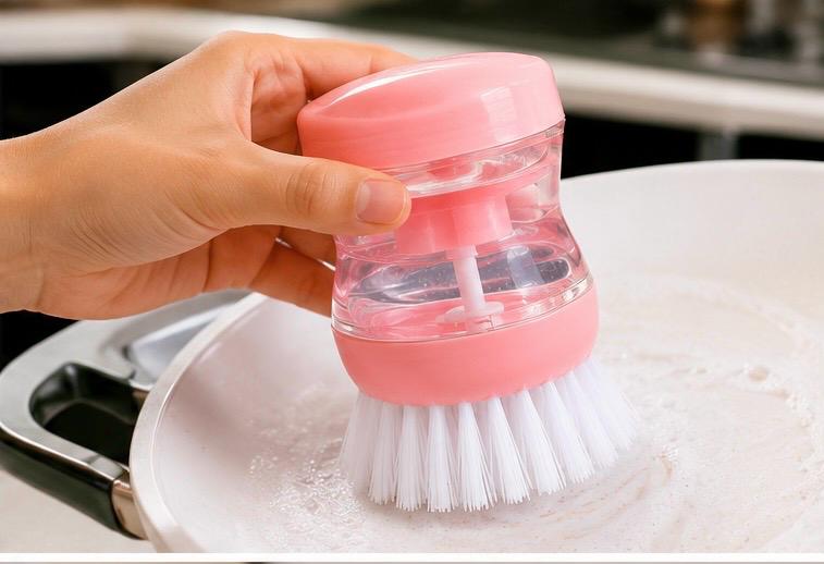 Liquid Soap Dispensing Cleaning Brush – Refillable Kitchen Dish Scrubber