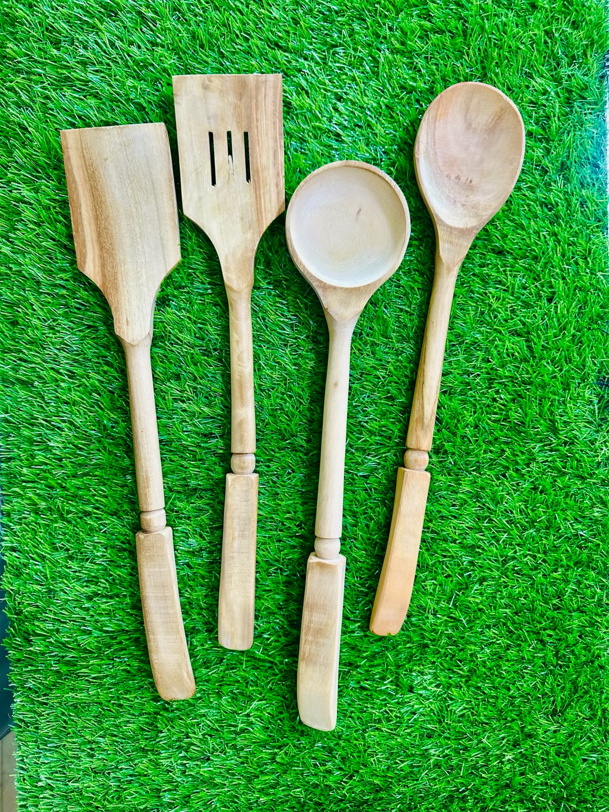 Premium Wooden Cooking Utensil Set with Holder (5 Pieces)