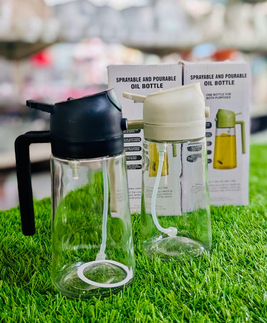 2-in-1 Spray & Pour Oil Bottle – Refillable Oil Dispenser for Kitchen, Air Fryer & BBQ