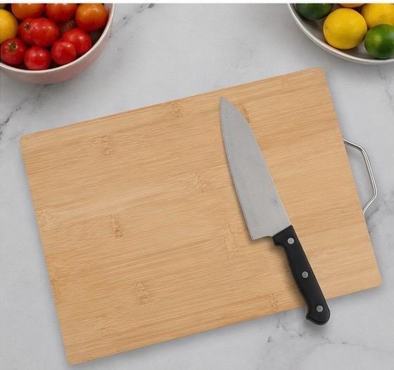 Premium Wooden Cutting Board with Stainless Steel Handle